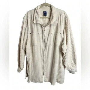 Venezia Wide Corduroy Like Zip Front Shacket Fall Cozy Vintage Utility